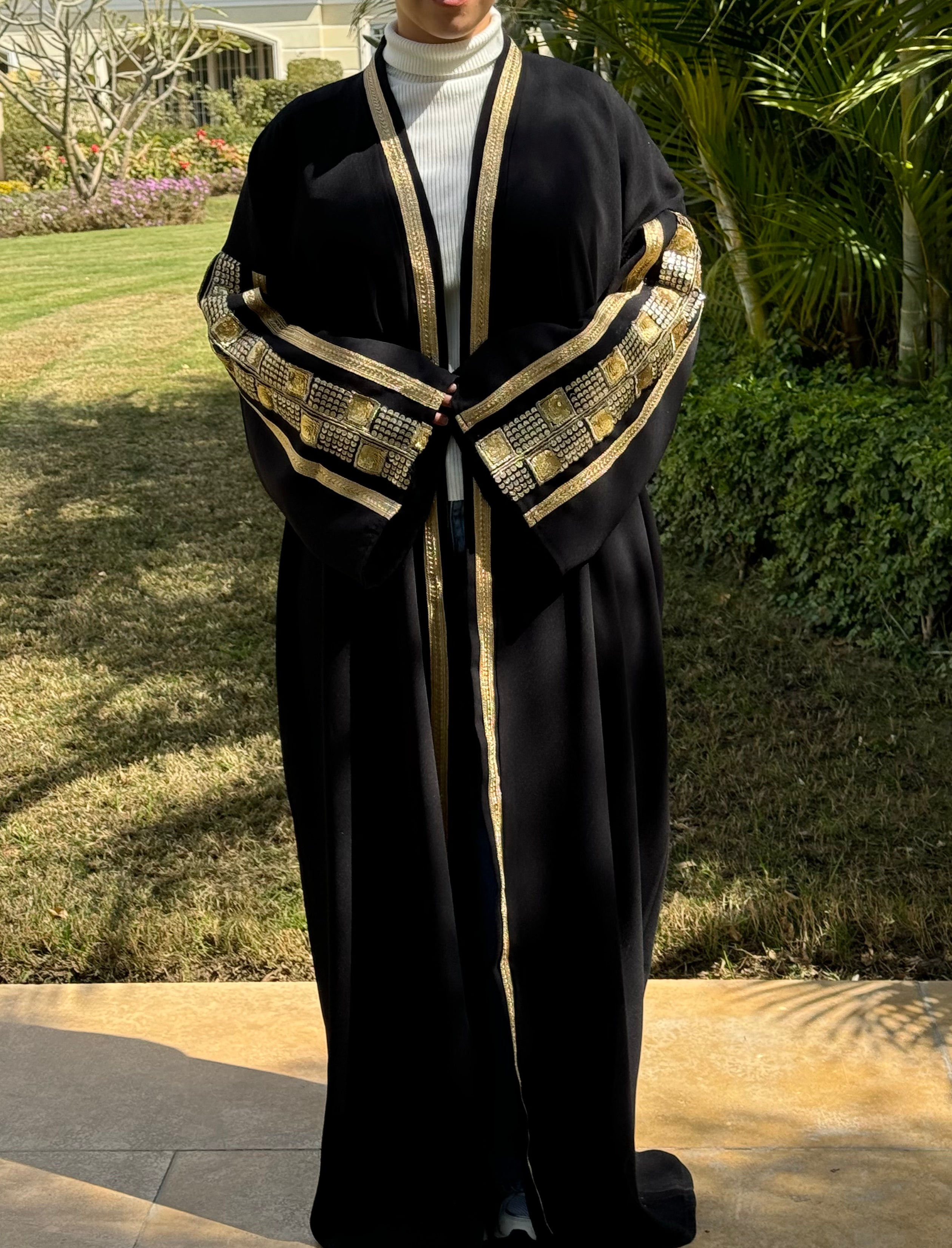 Ramadan Black Abaya with Gold