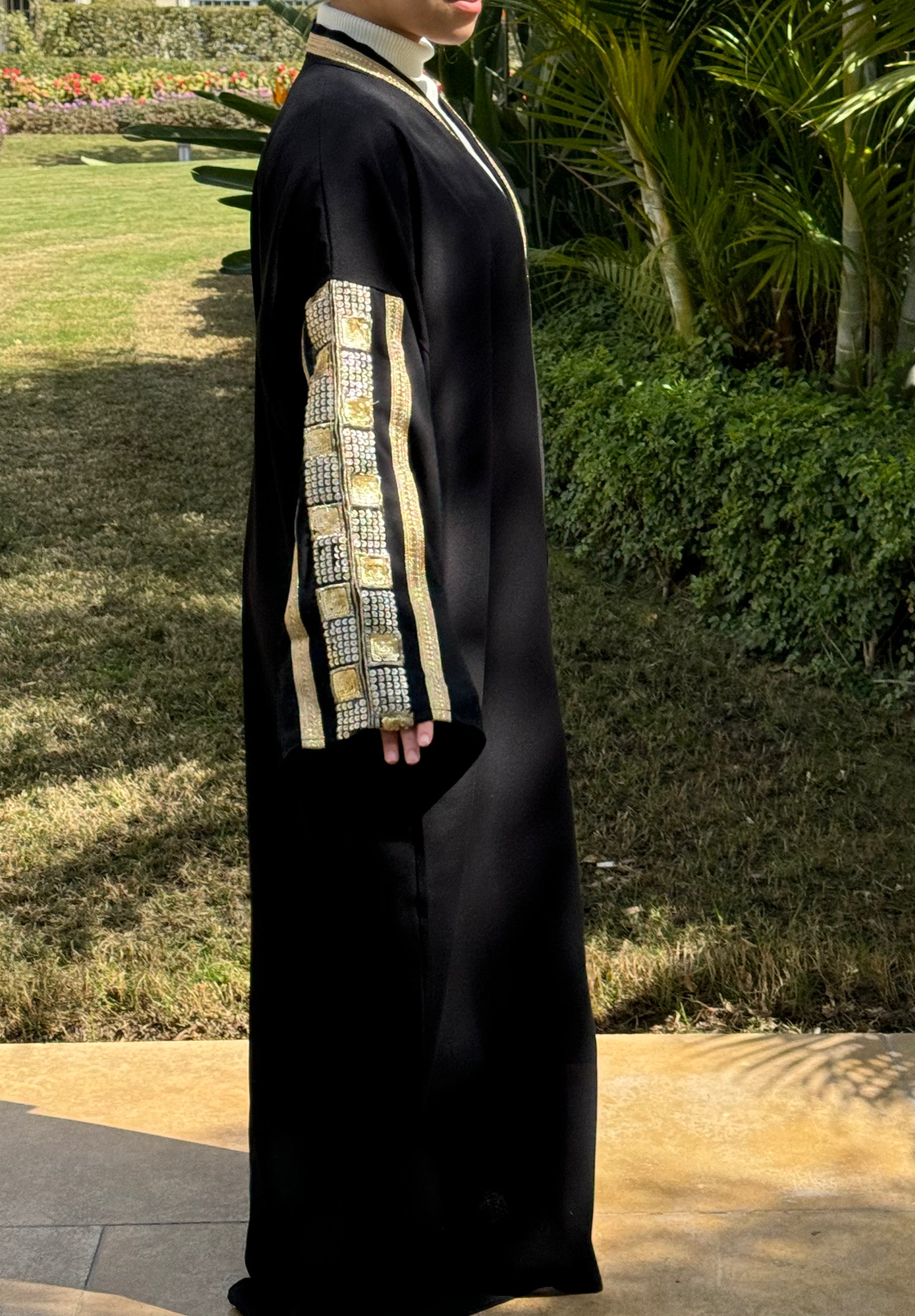 Ramadan Black Abaya with Gold