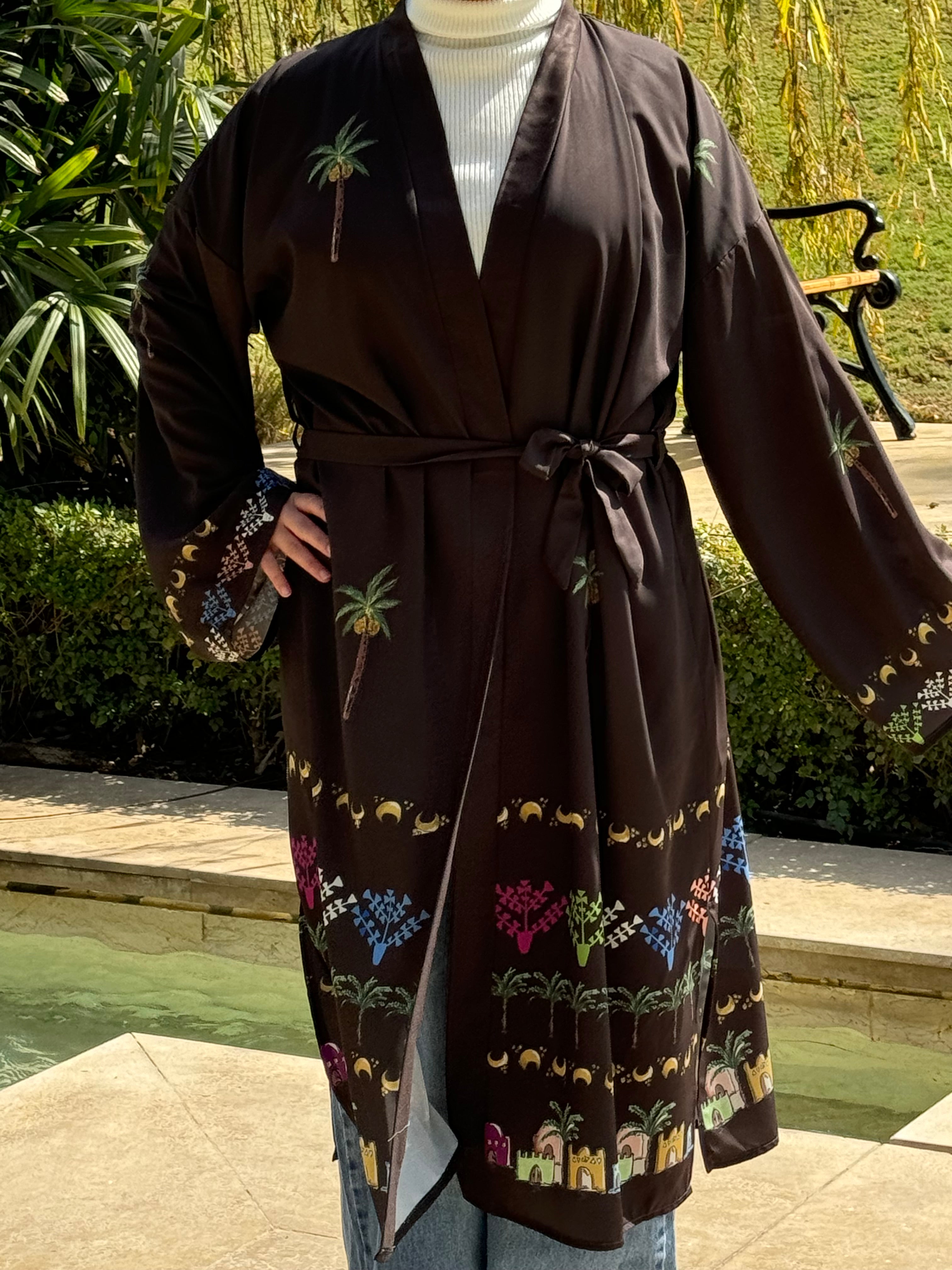 Nubian Nabta brown kimono