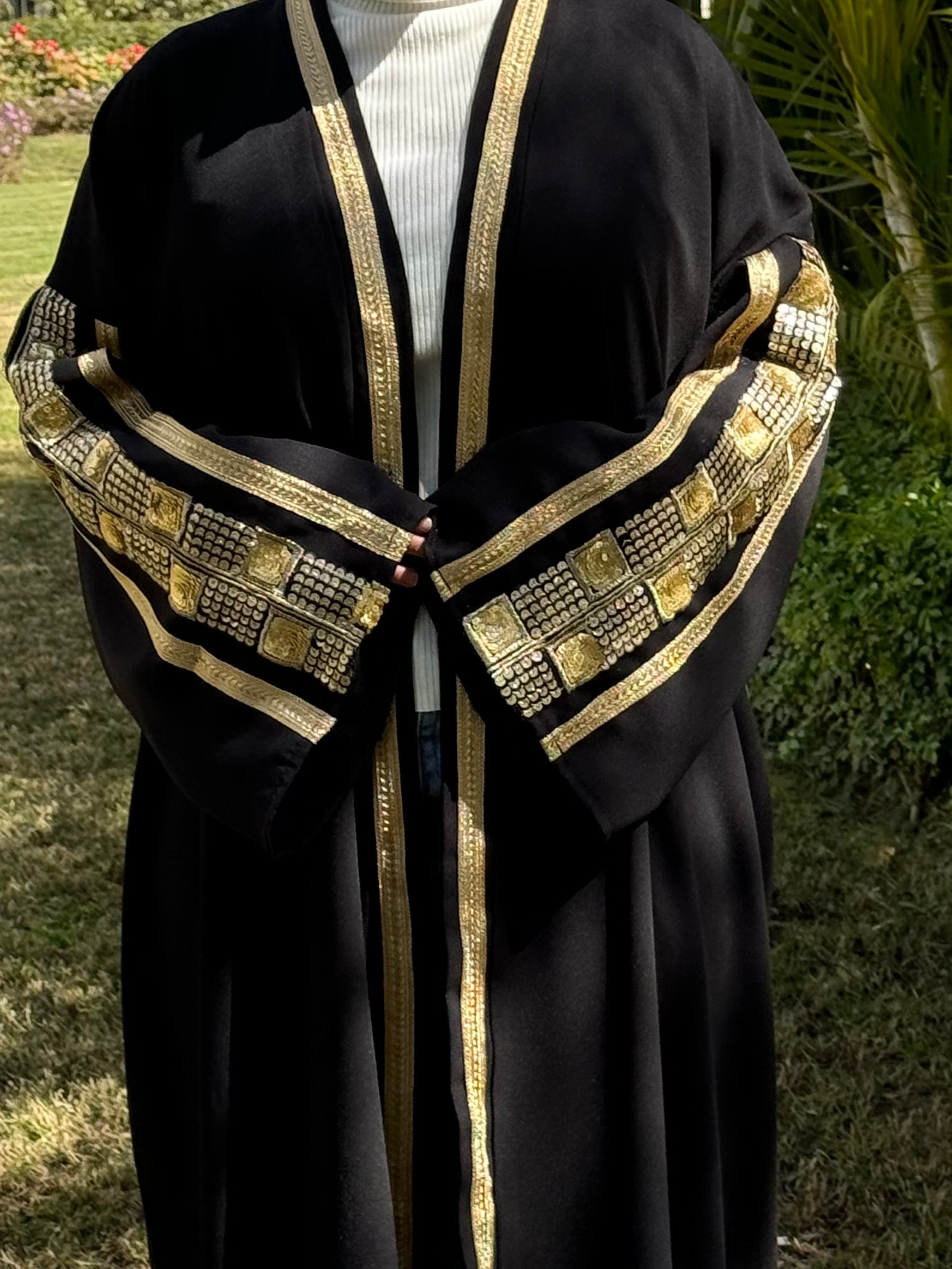 Ramadan Black Abaya with Gold