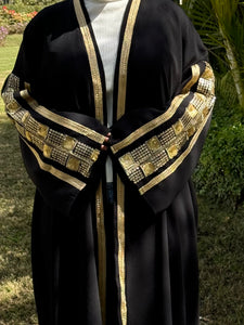 Ramadan Black Abaya with Gold