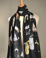 Load image into Gallery viewer, Nubian Jewelery in Black and Gold Scarf

