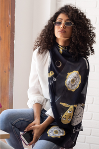 Nubian Jewelery in Black and Gold Scarf