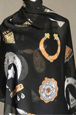 Load image into Gallery viewer, Nubian Jewelery in Black and Gold Scarf
