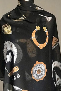 Nubian Jewelery in Black and Gold Scarf