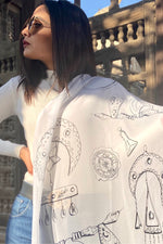 Load image into Gallery viewer, Nubian Jewelery in white Scarf

