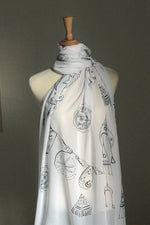 Load image into Gallery viewer, Nubian Jewelery in white Scarf
